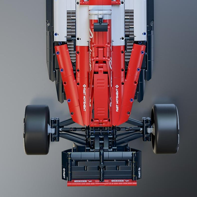 【1:8】Static Version: Formula 1 Brick Assembly Racing Car, Toy Car, Red and White F1 Racing Car, Educational Toy, Assembly Model