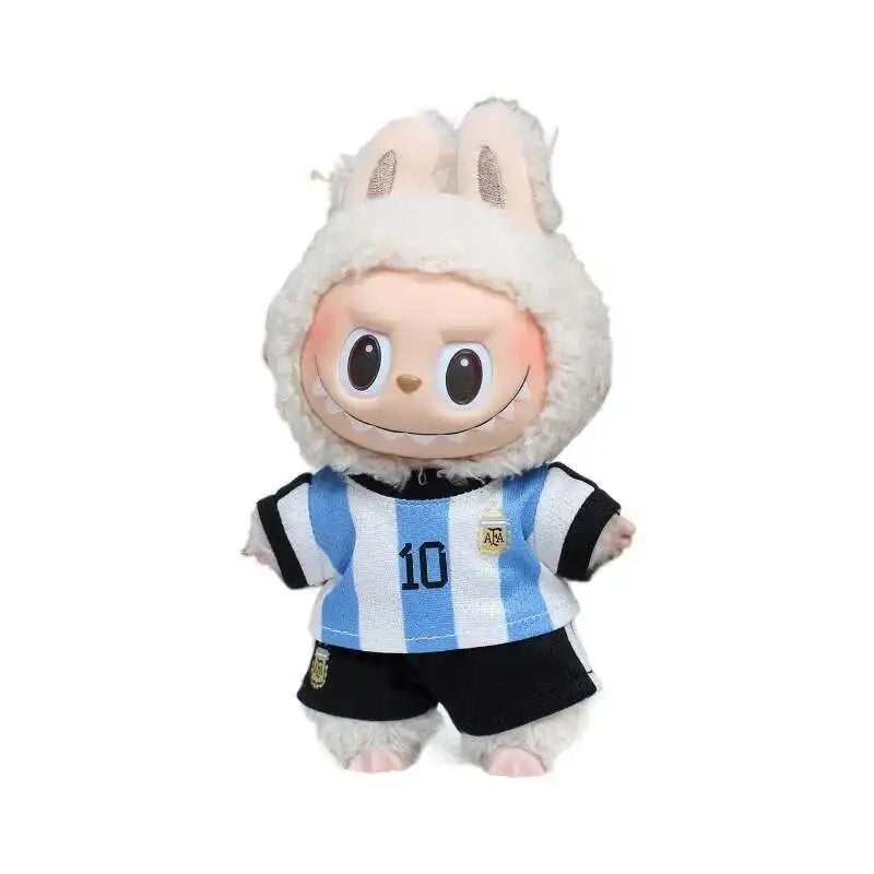 17cm Labubu Football Size 10 Clothing for V1, V2, V3 Labubu Dolls, Size 7 Pendant Doll Apparel, DIY Sportswear Gift for Boys