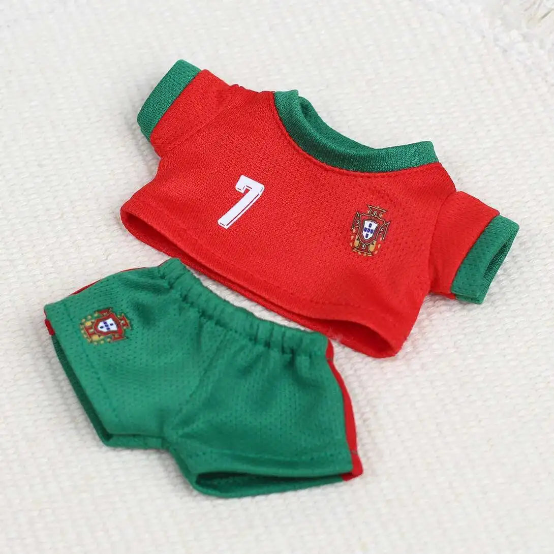 17cm Labubu Football Size 10 Clothing for V1, V2, V3 Labubu Dolls, Size 7 Pendant Doll Apparel, DIY Sportswear Gift for Boys