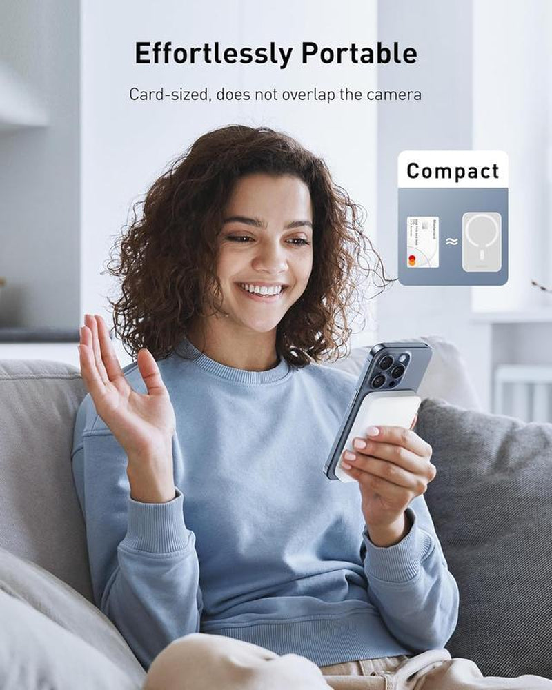 Magnetic Wireless Fast - Charging Power Bank with a Capacity of 10,000Mah, Supporting 20W PD Fast Charging. It Comes with a USB - C Data Cable and Is Compatible with the Entire Iphone 16/15/14/13/12 Series (Pro/Mini/Pro Max). Charger Portable Power Bank