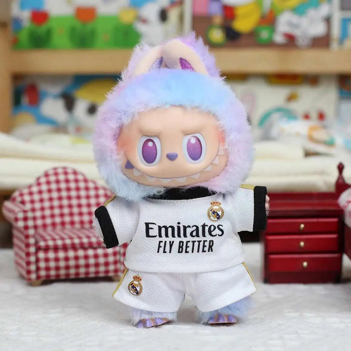 17cm Labubu Football Size 10 Clothing for V1, V2, V3 Labubu Dolls, Size 7 Pendant Doll Apparel, DIY Sportswear Gift for Boys