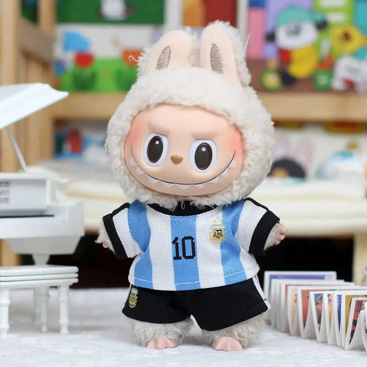 17cm Labubu Football Size 10 Clothing for V1, V2, V3 Labubu Dolls, Size 7 Pendant Doll Apparel, DIY Sportswear Gift for Boys