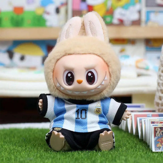 17cm Labubu Football Size 10 Clothing for V1, V2, V3 Labubu Dolls, Size 7 Pendant Doll Apparel, DIY Sportswear Gift for Boys