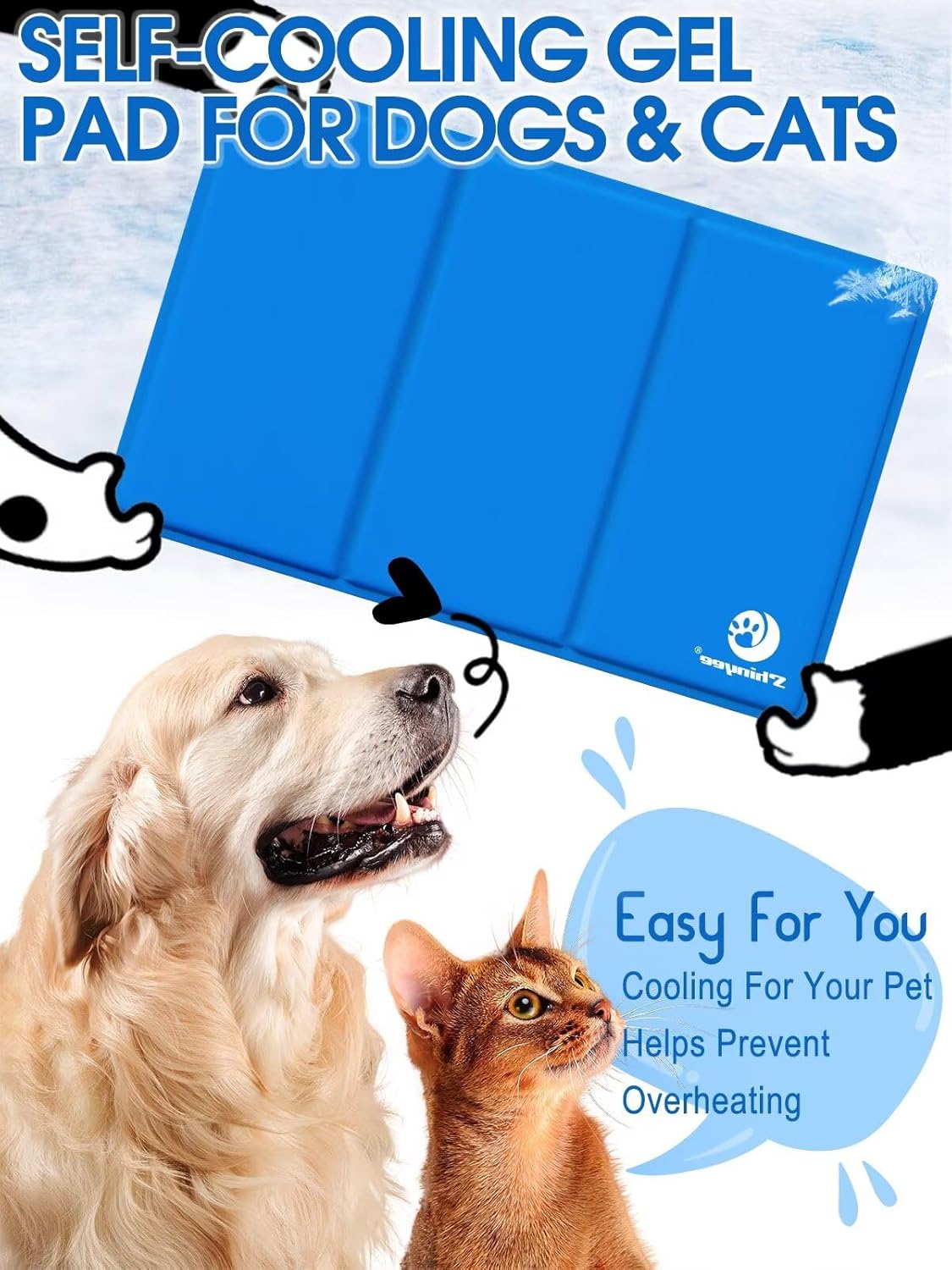 ® Dog Cooling Mat 【XXL-M】 Non-Toxic Gel Cooling Mat for Dogs Cats and People, Pet Self Cooling Pad Thickened Waterproof Dog Cooling Pad, Ideal for Home Cars Floor Travel (Blue, L: 90X50Cm)