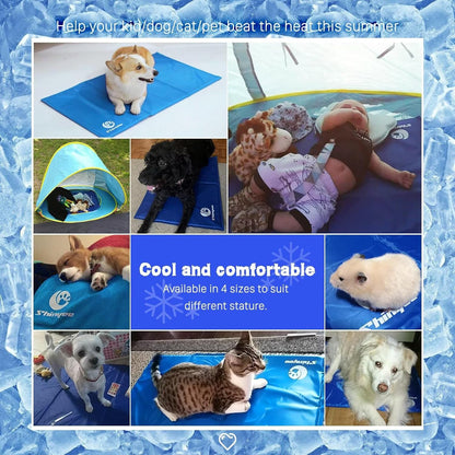 ® Dog Cooling Mat 【XXL-M】 Non-Toxic Gel Cooling Mat for Dogs Cats and People, Pet Self Cooling Pad Thickened Waterproof Dog Cooling Pad, Ideal for Home Cars Floor Travel (Blue, L: 90X50Cm)